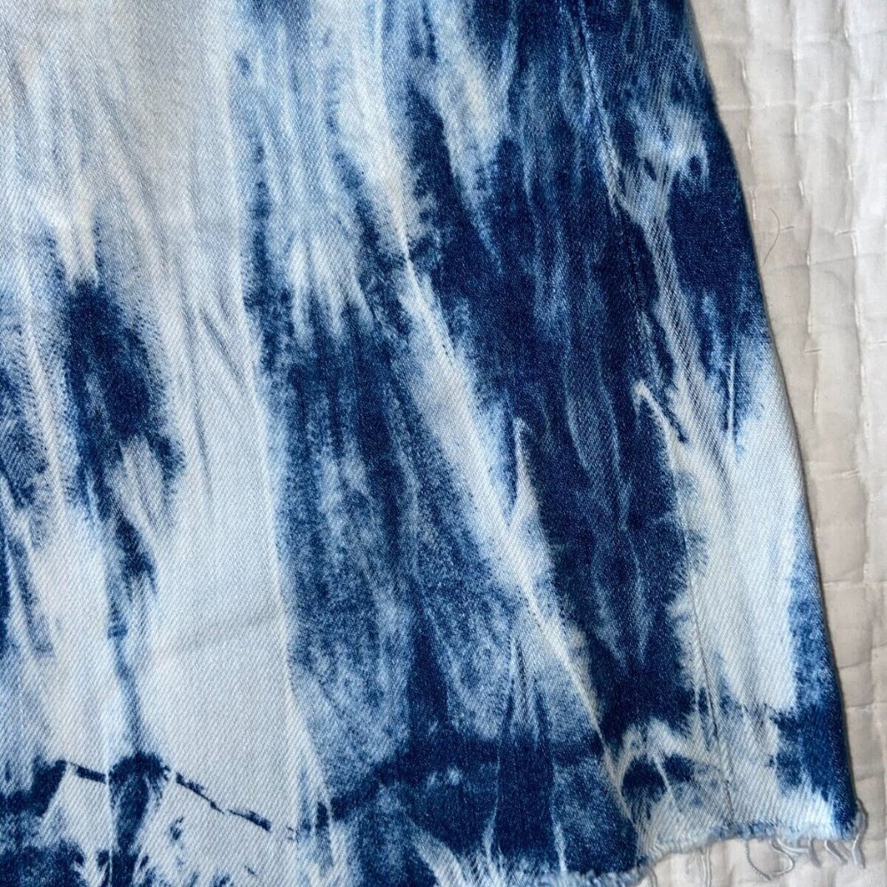 Brand New w Tags! MADEWELL Rigid Denim A Line Mini Skirt Tie Dye Size 28 - Picture 7 of 9